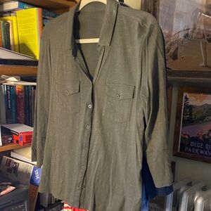 OJG Knit Green Button-Up Blouse